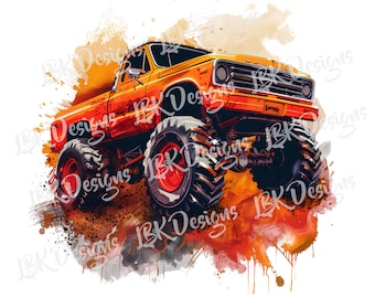 Oranje monstertruck-clipart | PNG-bestand (digitale download)