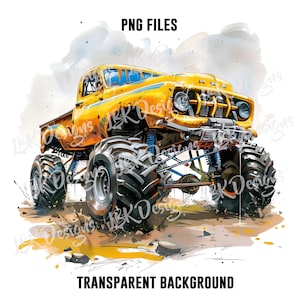 Yellow Monster Truck PNG | Monster Truck Clipart | Monster Truck Designs | PNG File
