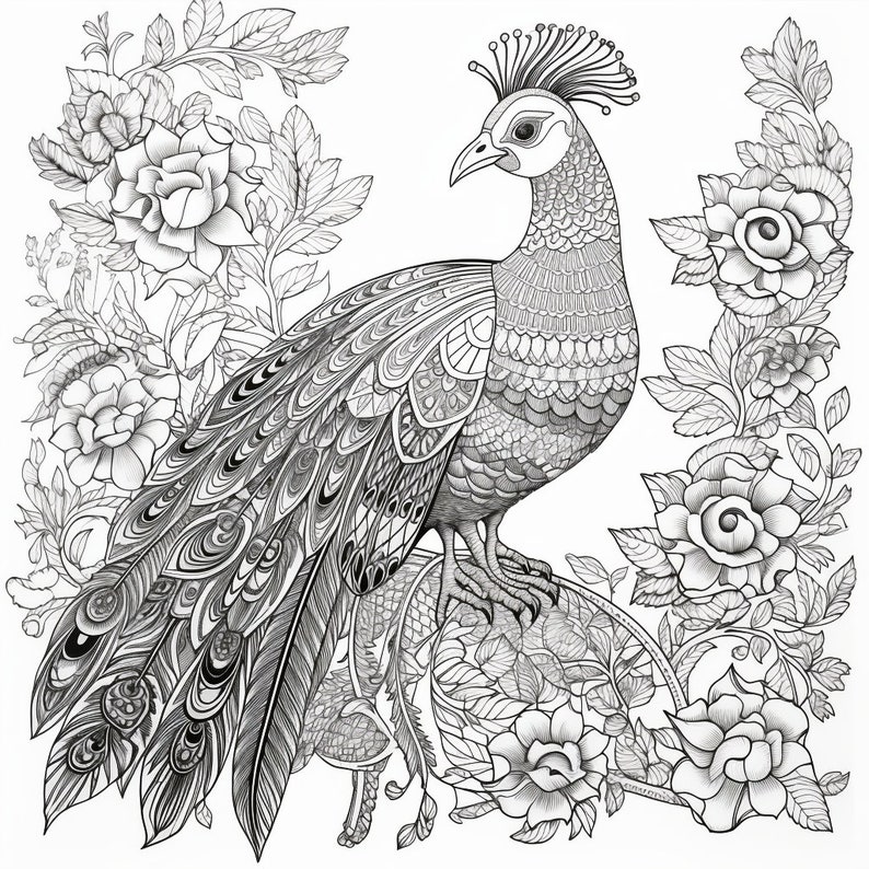 Animals of India, Coloring Book, Henna, Peacock, Elephant - Etsy