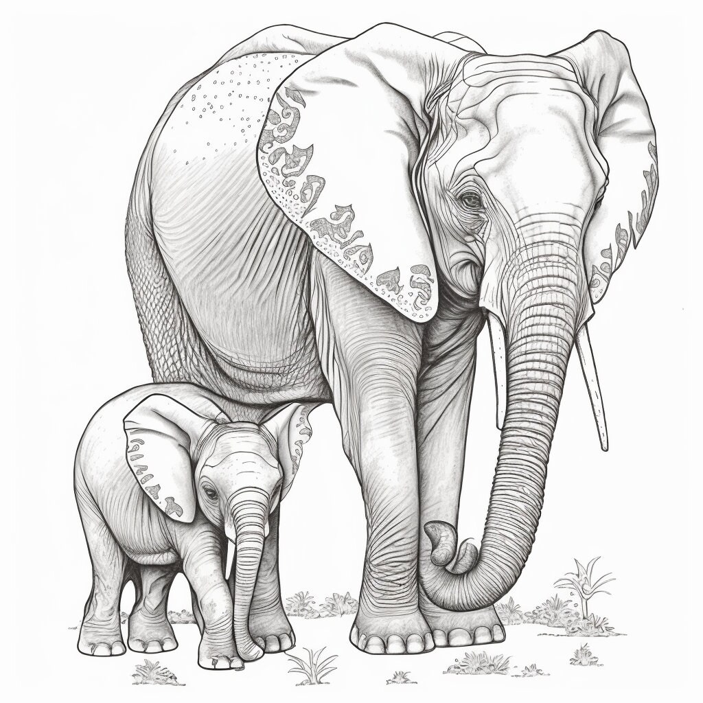 Mother and Baby Elephant Coloring - Il Fullxfull.4911318963 37ib 