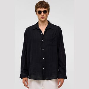 Striped Linen Oversized Shirt: Lightweight Cotton Long Sleeve
