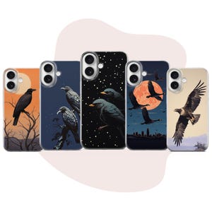 Black Bird Rabe Handyhülle Adler Krähe Cover für iPhone 17, 16e, 15, 14, 13 Pixel 10A, 9A, 9Pro XL, 8A, 7A, 6 Samsung S26, S25Fe, A56, A16