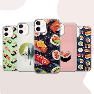 Custodia per telefono Kawaii Sushi, custodia giapponese carina per iPhone 15 14 13 12 Pro 11 SE, Samsung S24 S23 S25 A36 5G A15 S23 FE, Google Pixel 9 8A 8 7 6