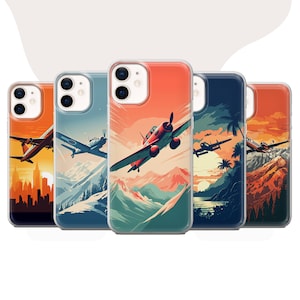 Retro Airplanes Phone Case Vintage Cover for iPhone 16 15 14 13 Pro 11 XR SE, Samsung S24 S23 S25 A56 5G A15 S23 FE, Google Pixel 9 8A 8 7 6