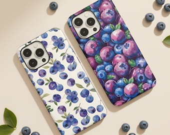 Funda para iPhone 16, 15, 14, 13, 12 Pro Max Plus Mini, Samsung Galaxy S24, S23, S22 Plus Ultra, Google Pixel 9 Pro / Arándano vibrante