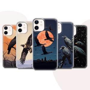 Coque Black Birds Raven Crow pour iPhone 16 15, Google Pixel 9 8, Samsung S25+ S24, Huawei, OnePlus, Realme, Oppo, Vivo, Xiaomi