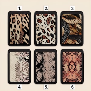 Cartera de leopardo para Magsafe, tarjetero magnético de piel de serpiente en tono marrón suave, adhesivo para iPhone 16, 15, 14, 13 y 12 Pro Max Mini
