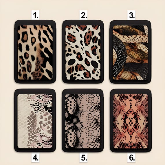 Leopard Wallet for Magsafe, Magnetic Leather Mellow Brown Hue Snake Skin  Card Holder Stick On For iPhone 16 15 14 13 12 Pro Max Mini