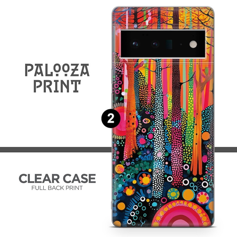 Vertical rainbow stripes and dripping dot motifs on an Aboriginal dot art phone case, boho colorful art phone case vibe