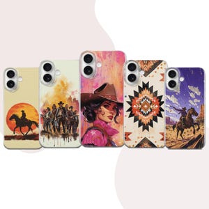 Cowboy Phone Case Wild West Comic Book Cover for iPhone 17 16 15 14 Pro 11 SE, Samsung S24 S23 S25 A56 5G A15 S23 FE, Google Pixel 10 9 8 7