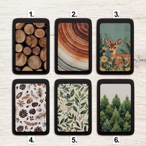 Portafoglio in legno per Magsafe, porta carte magnetico con motivo a foglia di pino, da attaccare su iPhone 16, 15, 14, 13, 12 Pro Max Mini