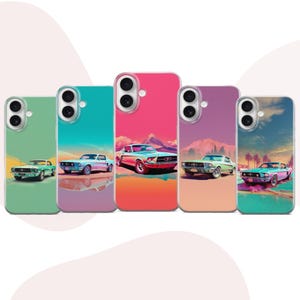 Ford Retro 80er Retro Auto Handyhülle mustang Cover für iPhone 17, 16e, 15, 14, 13 Pixel 10A, 9A, 9Pro XL, 8A, 7A, 6 Samsung S26, S25Fe, A56, A16