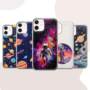 Funda para teléfono con diseño de astronauta y planetas del cosmos para iPhone 16 15, Google Pixel 9 8, Samsung S25, Huawei, OnePlus, Realme, Oppo, Vivo, Xiaomi