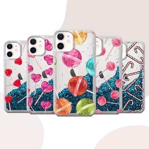 Sparkling Lollipop Liquid Glitter Phone Case for iPhone 15 14 13 12 11 XR SE Plus Pro Max