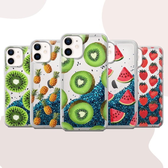 Sparkling Kiwi Liquid Glitter Phone Case for iPhone 15 14 13 12 11