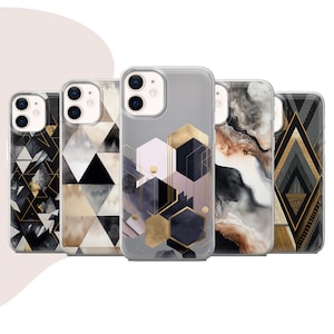 Custodia per telefono in bianco e nero con motivo geometrico per iPhone 16 15, Google Pixel 9 8, Samsung S25 A, Huawei, OnePlus, Realme, Oppo, Vivo, Xiaomi