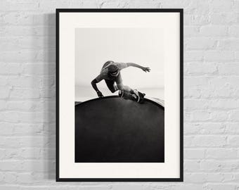 Impression d'art skateboard noir et blanc : photographie de Venice Beach (SANS cadre) - Cadeau pour lui