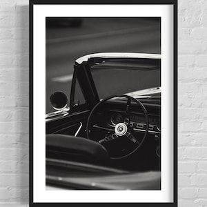Classic Vintage Ford Mustang Print - Black And White Minimalist UNFRAMED Print Interior Decor - Gift for Him