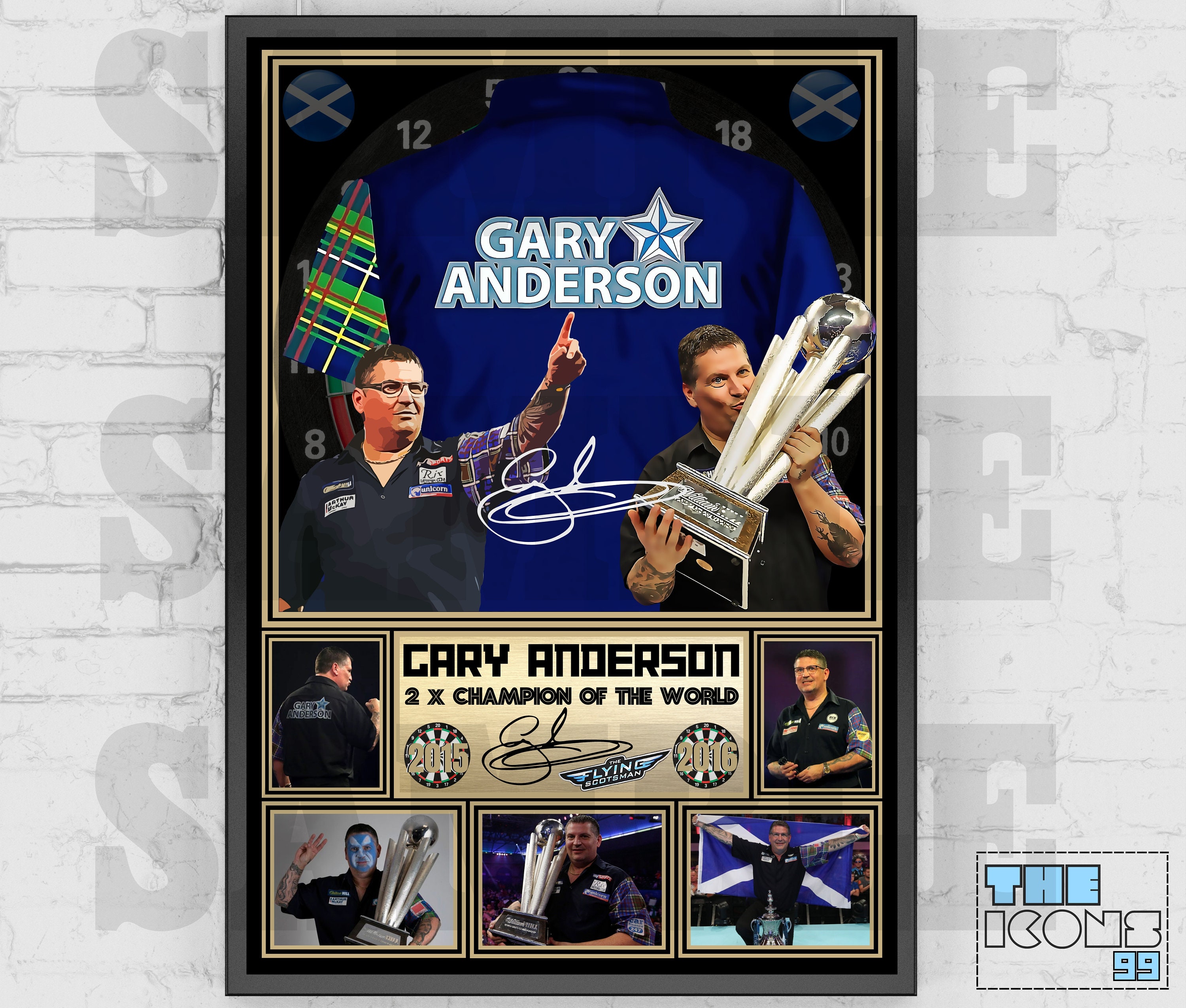 Gary Anderson The Flying Scotsman Darts Icon Shirt Back Print / Poster / Framed Memorabilia / Collectible / Signed