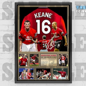 Man United Legend Roy Keane Football Shirt Back Print / Poster / Framed Memorabilia / Collectible / Signed