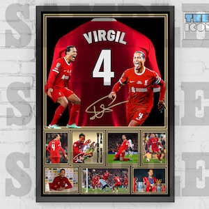 Fussball 1960er Jahre Fussball Trikot Schriftzug Virgil van Djerk Shirt Rückseite / Poster / gerahmte Memorabilie / Sammlerstück / signiert
