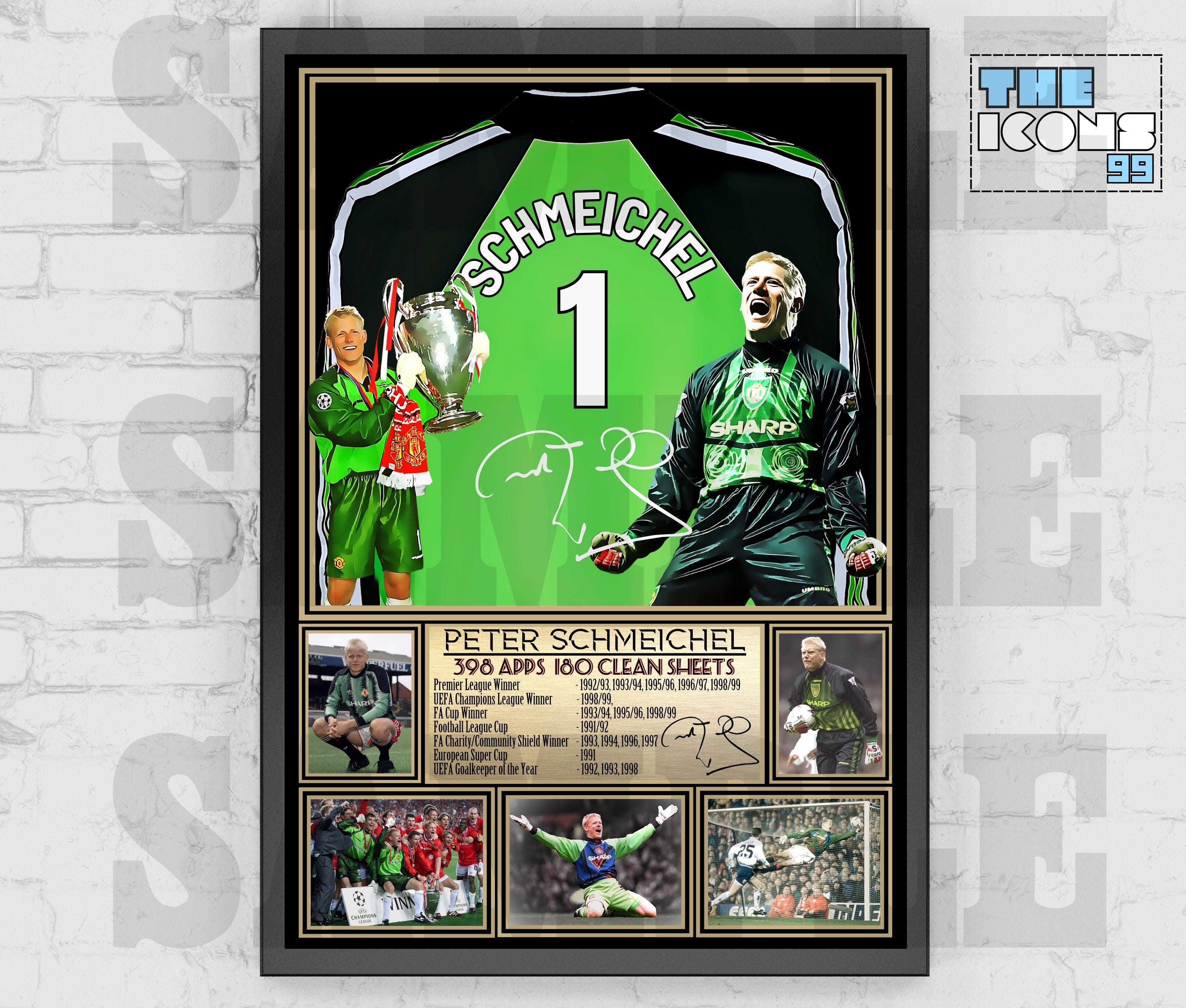 Man United Peter Schmeichel Football Legend Shirt Back Print / Poster / Framed Memorabilia / Collectible / Signed