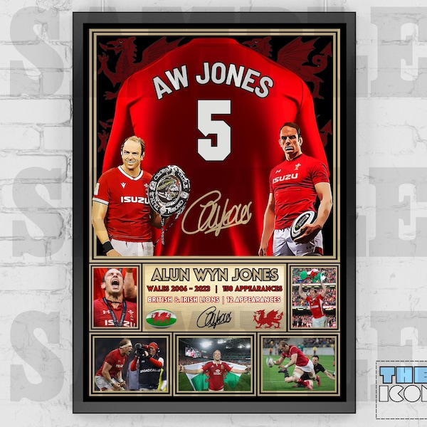 Alun Wyn Jones Wales Rugby Legend Shirt Back Print / Poster / Framed Memorabilia / Collectible / Signed