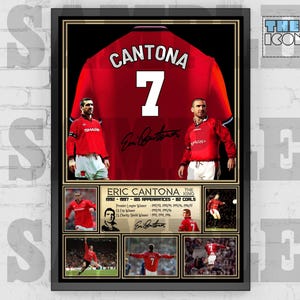 Man United Legend Eric Cantona Football Shirt Back Print / Poster / Framed Memorabilia / Collectible / Signed