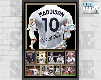 Tottenham Spurs Icon James Maddison Football Shirt Back Print / Poster / Framed Memorabilia / Collectible / Signed