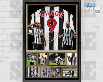 Koszulka piłkarska Newcastle United Icon Callum Wilson z nadrukiem z tyłu / plakatem / oprawioną pamiątką / kolekcjonerską / podpisaną