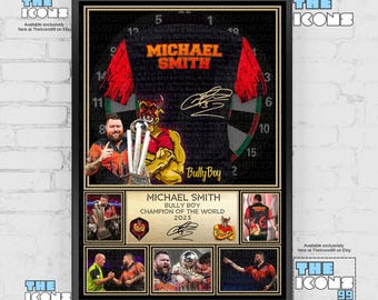 Michael Smith, Bully Boy Darts Legend Shirt Back Print / Poster / Framed Memorabilia / Collectible / Signed