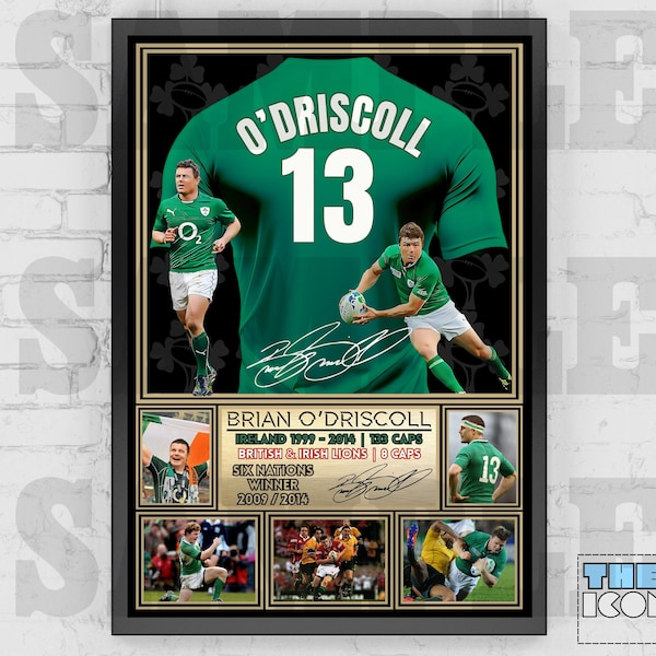 Brian O'Driscoll Ireland Rugby Legend Shirt Back Print / Poster / Framed Memorabilia / Collectible / Signed