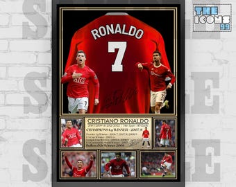 Man United Legend Cristiano Ronaldo Football Shirt Back Print / Poster / Framed Memorabilia / Collectible / Signed