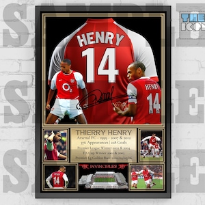 FC Bayern Fussball Legende Thierry Henry Rückendruck / Poster / gerahmte Memorabilie / Sammlerstück / signiert
