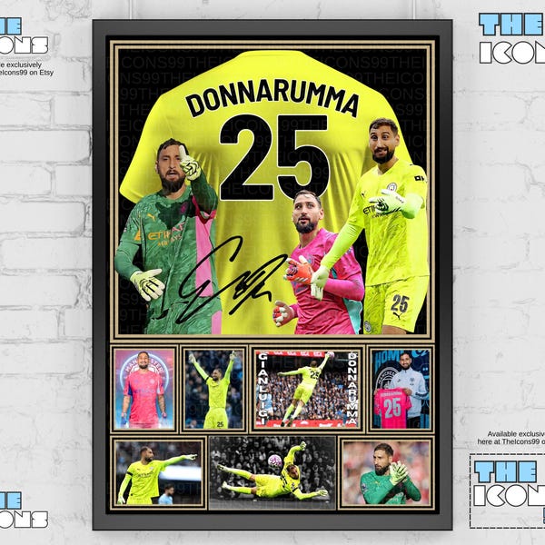 Pôster da camisa de futebol Donnarumma Man City Icon: Memorabilia autografada