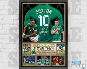 Johnny Sexton Ireland Rugby Legend Shirt Back Print / Poster / Framed Memorabilia / Collectible / Signed