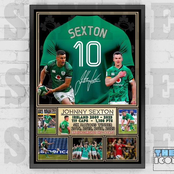 Johnny Sexton Ireland Rugby Legend Shirt Back Print / Poster / Framed Memorabilia / Collectible / Signed