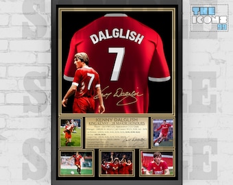 Liverpool FC Legend Kenny Dalglish Football Shirt Back Print / Poster / Framed Memorabilia / Collectible / Signed