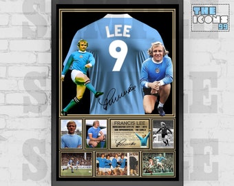Man City Legend Franny Lee Football Shirt Back Print / Poster / Framed Memorabilia / Collectible / Signed