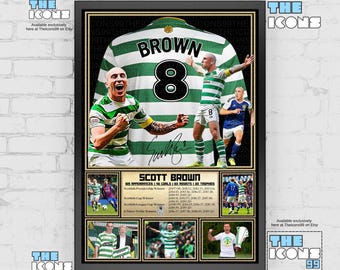 Celtic FC Legend Scott Brown Football Shirt Back Print / Poster / Framed Memorabilia / Collectible / Signed
