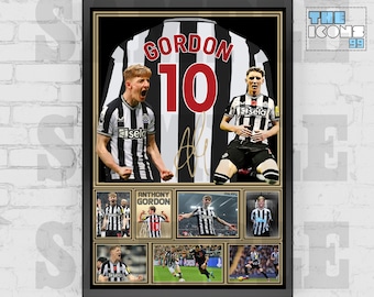 Newcastle United Icon Anthony Gordon Football Shirt Back Print / Poster / Framed Memorabilia / Collectible / Signed