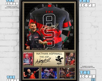 Nathan Aspinall, The Asp Darts Icon, baksida av skjortan / Poster / Inramade memorabilia / Samlarobjekt / Signerad