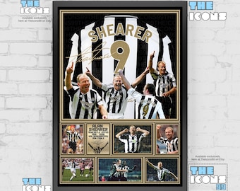 Newcastle United legende Alan Shearer voetbalshirt achterkant print / poster / ingelijste memorabilia / verzamelobject / gesigneerd