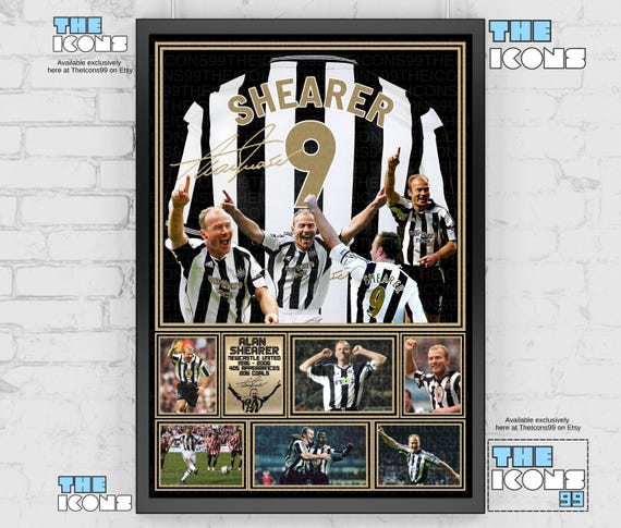 Newcastle United Legend Alan Shearer Football Shirt Back Print / Poster / Framed Memorabilia / Collectible / Signed