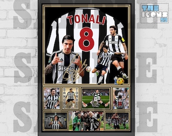 Newcastle United Icon Sandro Tonali Football Shirt Back Print / Poster / Framed Memorabilia / Collectible / Signed
