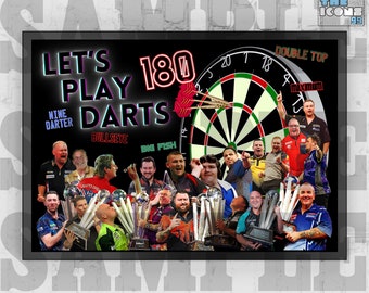 Lets Play Darts Print / Poster / Framed Memorabilia / Mancave / Gift