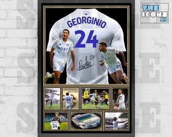 Leeds United Icon Georginio Rutter Football Shirt Back Print LUFC / Affiche / Souvenirs encadrés / Objet de collection / Signé