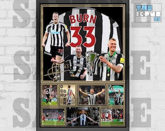 Maillot de football Newcastle United Icon Dan Burn imprimé dans le dos / Poster / encadré / Objet de collection / Signé