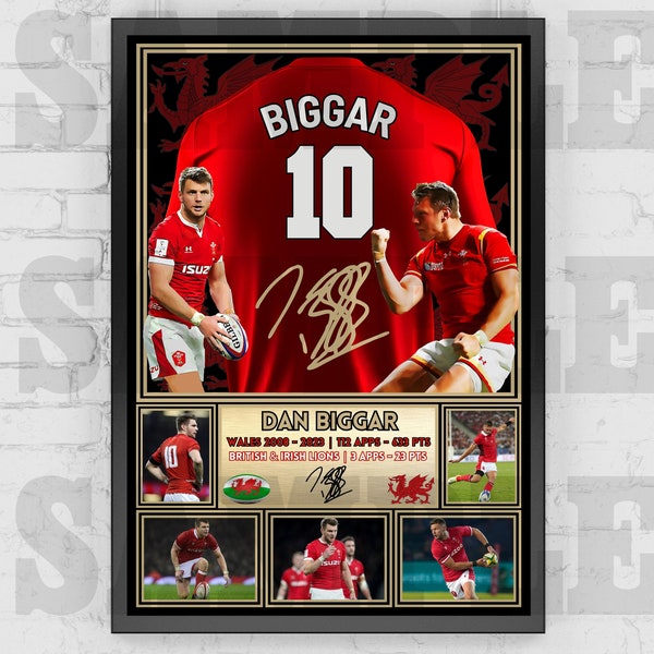 Dan Biggar Wales Rugby Legend Shirt Back Print / Poster / Framed Memorabilia / Collectible / Signed