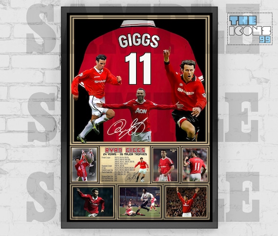 Man United Legend Ryan Giggs Football Shirt Back Print / Poster / Framed Memorabilia / Collectible / Signed